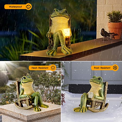FOXMIS Miniature Frog Garden Statue Gifts Easter Decorations Outdoor Fairy Garden Accessories Outdoor Lights Solar Garden ...