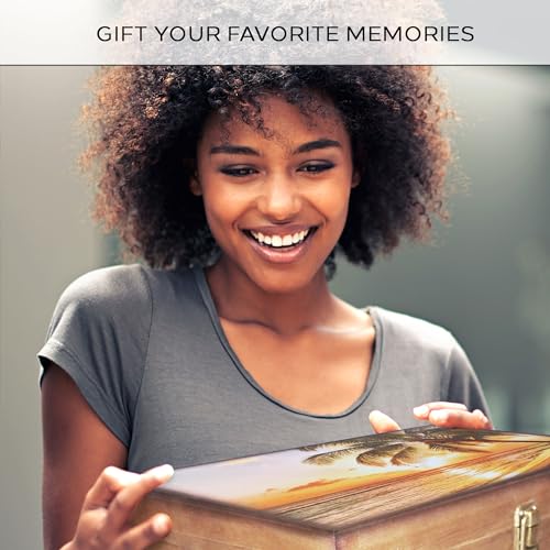 GUYTRENDz Stained Wooden Keepsake Box, Large Memory Box for Keepsakes, Decorative Storage Box for Memories, Jewelry, & Pho...