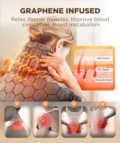Graphene-Infused Heating Pad 3X Deeper Pain Relief, Weighted Instant Heating Pads for Neck and Shoulders, Heated Wrap w/ 6...