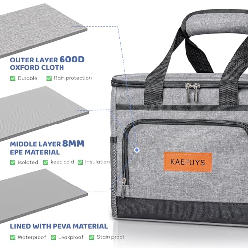 Insulated Cooler Bag for Men Women, 15L Soft Cooler Bag with Adjustable Shoulder Strap, Leakproof for Work, Camping, Trave...