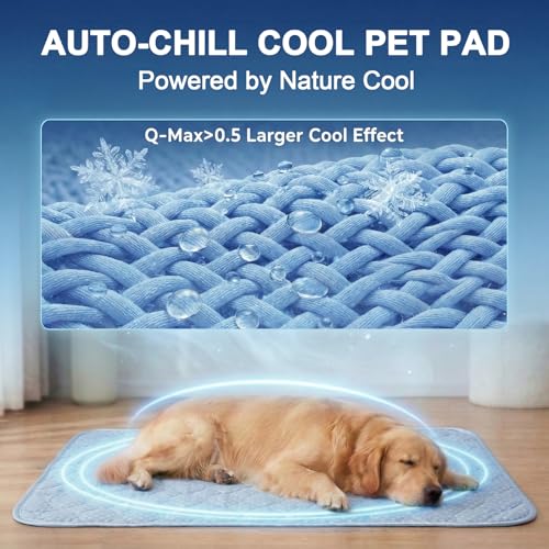 Lesguyor Dog Cooling Mat Q-MAX>0.5 Self-Cooling Mat for Dogs Crate Pad for Dogr, 2-in-1 Long-Lasting Cool Mats and Soft Ke...