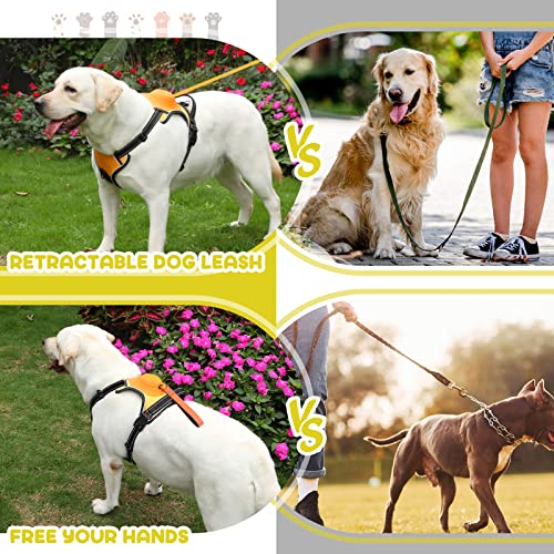 2-in-1 No Pull Dog Harness & Retractable Leash - Large Dog Harness with Auto-Lock, Reflective & Adjustable-XL