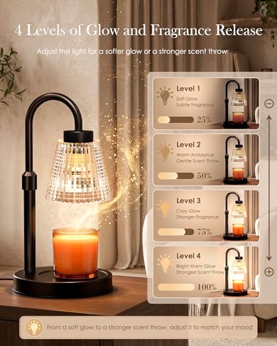 Girece Candle Warmer Lamp with Timer and Dimmer, Adjustable Height Electric Candle Warmer for Jar Candles, 2 Bulbs, Modern...