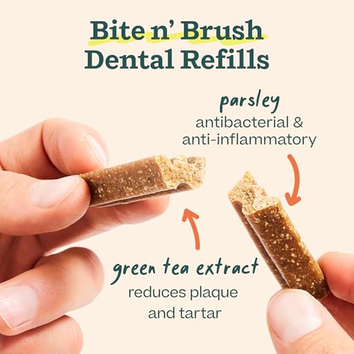WOOF - Bite n' Brush Refills Treats for the Dog Toothbrush Toy - Scrub Plaque and Tartar from Your Dog's Teeth and Mouth -...