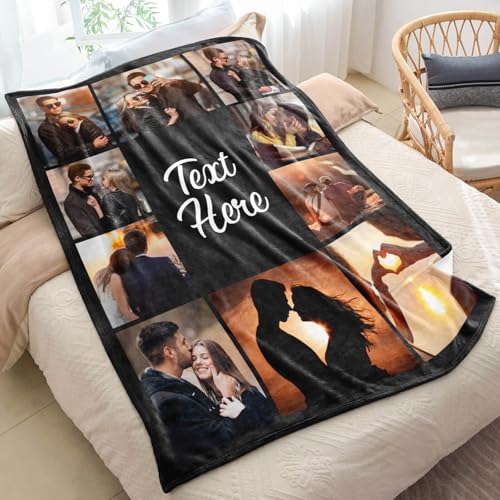 inkArts Custom Blanket Throws with Photos Text Personalized with Picture Customizable, Customize for Mom, Dad, Couple, Gir...
