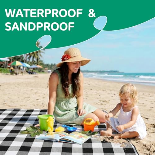 RYCHIC Waterproof Picnic Blanket Outdoor Camping Beach Mat Extra Large Foldable Car Essential Roadtrip Gadget Rv Accessori...