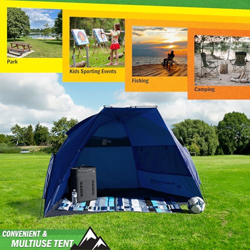 Beach Tent Sun Shelter - UPF50+ UV Protection Portable Sun Canopy for Beach Cabana - 2-3 Person Pop Up Beach Tent - Beach ...