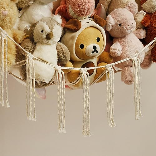 Stuffed Animal Storage Hammock or Net Corner - Large Toy Hammock Net for Stuffed Animals Room Decor - Cute Stuff Animal Or...