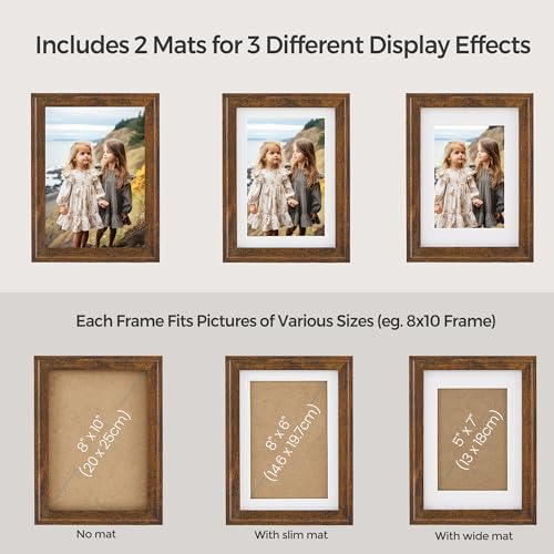 SONGMICS Picture Frames with 16 Mats, Set of 10 Collage Photo Frames, Two 8x10, Four 5x7, Four 4x6 Frames, Hanging or Tabl...