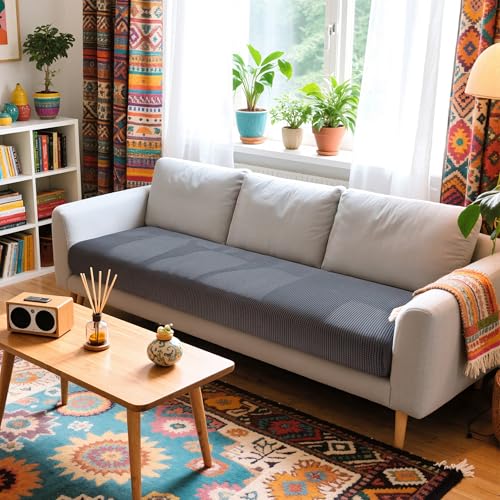 Hokway Large Couch Cushion Covers Stretch Cushion Covers Sofa Seat Cushion Slipcover Protector(Gray, Large)