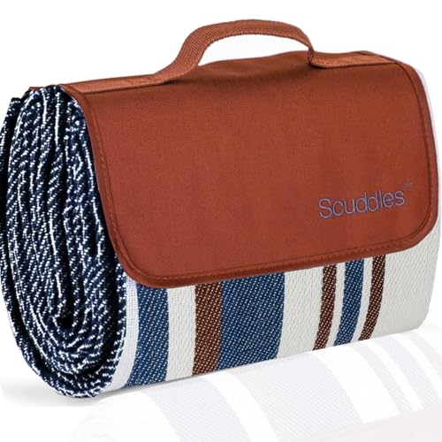 scuddles Extra Large Picnic Blanket – 60" x 60" Waterproof Outdoor Mat with Soft Dual-Layer Comfort, Foldable Travel Rug f...