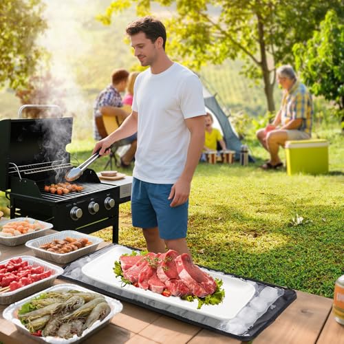 2 Pcs Reusable Cooling Sheet for Keeping Food Fresh Outside Party - Flexible Ice Packs Blankets Keep Meat Cold, Replacemen...