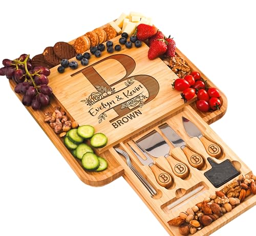Personalized Charcuterie Board Gifts Set, Custom Large Cheese Board, Charcuterie Board for Wedding, Anniversary, Birthday,...
