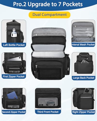 Expandable Lunch Box Cooler Bag - Insulated Heavy Duty Lunch Bag for Men Women - Large Lunchbox for Adults Work Outside Pi...