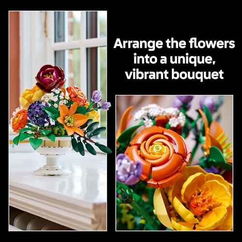 LEGO Botanicals Flower Arrangement Artificial Flowers Building Set - Decor for Table Display - Gift for Mothers Day - Uniq...