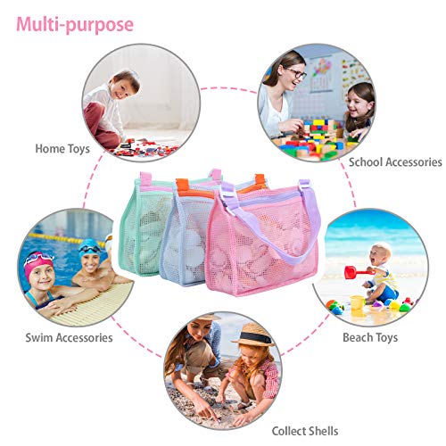 Tagitary Beach Toy Mesh Beach Bag Kids Shell Collecting Bag Beach Sand Toy Seashell Bags Swimming Accessories for Boys and...