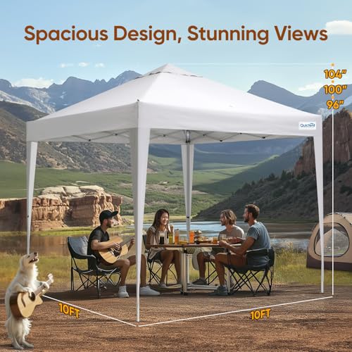 Quictent 10x10 Pop Up Canopy Tent Without Sidewall, Instant Setup Gazebo for 1 Person, Portable & Compact, Waterproof & UV...
