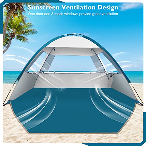 COMMOUDS Beach Tent Sun Shade for 3/4/6/8 Person, UPF 50+ Beach Sun Shelter Canopy Tent, Lightweight, Easy Set Up and Carry
