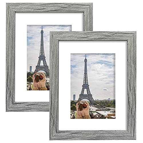 Hongkee 8x10 Picture Frame Set of 2, Grey Photo Frame of Rustic Style, Multi 8 by 10 Photo Frame for Wall or Tabletop Disp...