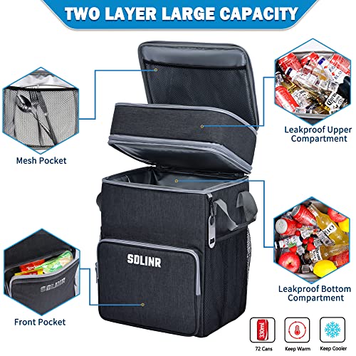 SDLINR 72-Can Large Rolling Cooler, Leakproof Insulated Soft Cooler Bag with Wheels and Handle Collapsible for Beach Campi...