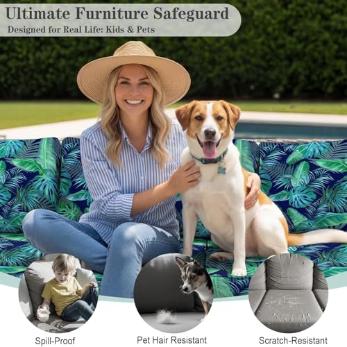 Joy Bubble 8 Pack Outdoor Cushion Covers Water Resistant High Stretch Fit Patio Cushion Covers 180g Couch Seat Slipcovers ...