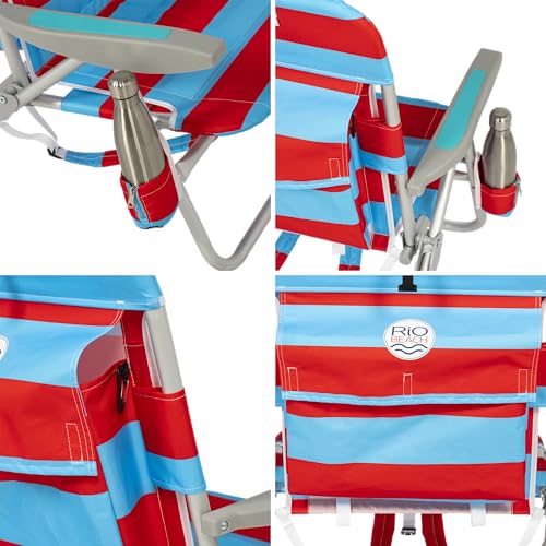 Rio Beach 2-Pack Wide Big Boy 4-Position Backpack Beach Chair with Pillow, Arms, and Storage Pouch, Lightweight Outdoor Po...