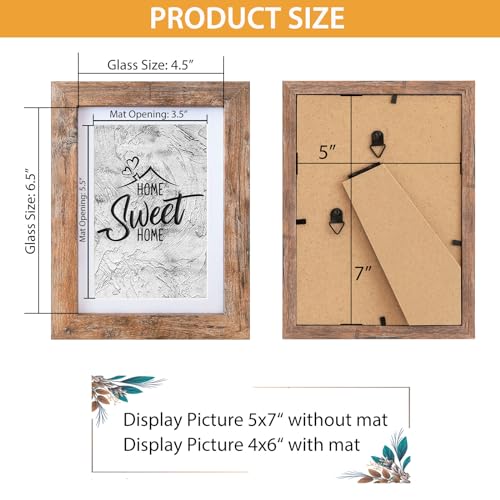 Califortree 5x7 Picture Frame - Can Display Photo 4x6 with Mat, Wood Frame with Shatterproof Plexiglass, Wall & Tabletop D...
