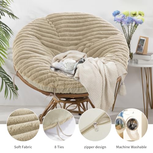 HOMBYS Fluffy Shaggy Cover for Papasan Chair Cushion, Plush Faux Fur Slipcover ONLY, (Without Cushion) Removable Soft Papa...