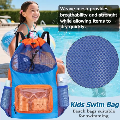 Veious Swim Bag for Kids Mesh Beach Backpack for Boys Lightweight Drawstring Beach Bag Swimming Pool Sports Gym String Bag...