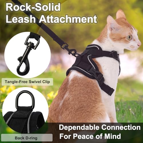 Kodervo Cat Harness and Leash, Reflective Cat Harness Escape Proof for Walking, Adjustable Kitten Harness and Leash Set, 4...