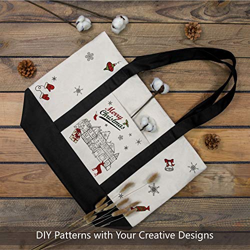 TOPDesign 1 | 3 | 6 | 30 Pack Canvas Tote Bag with an External Pocket, Reusable Grocery Shopping Bag, Top Zipper Closure, ...
