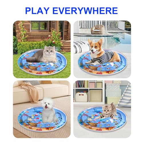 Gkiozu Cat Water Mat for Indoor Cats, Upgraded 0.6mm Thicken Scratch-Resistant Interactive Sensory Play Mat with Floating ...