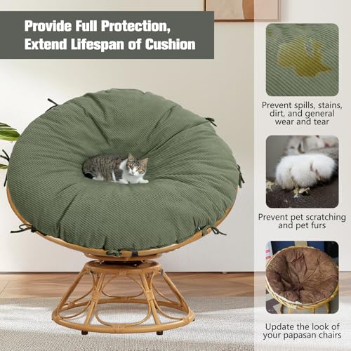 ANMINY Papasan Cushion Cover ONLY Thick Soft Velvet Slipcover for Papasan Cushion, Removable and Machine Washable Round Ch...