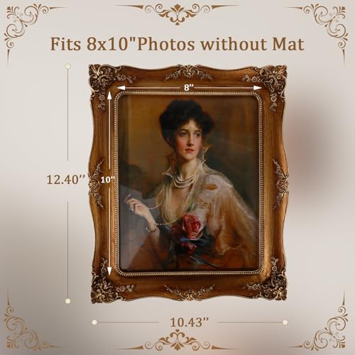 Hioniir 8x10 Resin Picture Frames Embossed Vines Design Photo Frame with Easel & Hook Picture Hanging Kit with Glass Front...