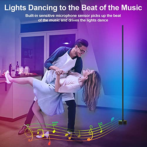 Miortior Corner Floor Lamp, 2 Pack LED Corner Lamp with App/Remote/Button Control, Smart RGB Floor Lamp with 16 Million DI...