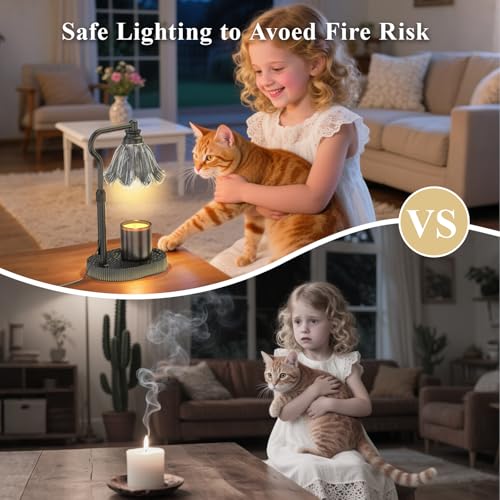 WYghyronic Candle Warmer Lamp with Adjustable Height - Flameless 4-Level Dimmable Wax Warmer, Timer Function & Stylish Des...