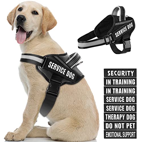 Dog Vest Harness and Patches Set, Animire in Training Service Dog Harness with 10 Dog Patches, Reflective Dog Vest with Ha...
