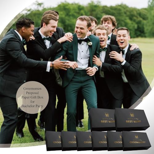 PartyGifts&beyond 8 Pcs Groomsmen Proposal Gift Box 6 Will You Be My Groomsman Gift Box and 2 Will You Be My Best Man Box(...