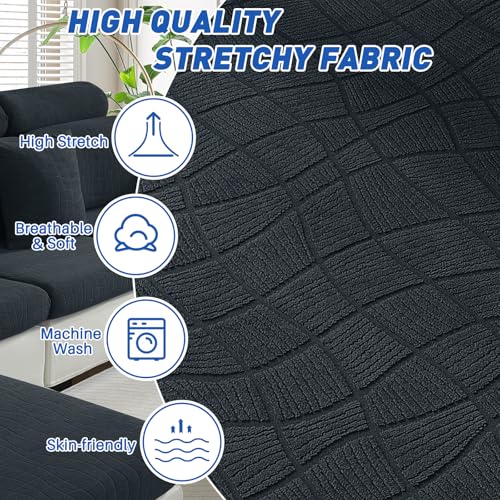 MAXIJIN Waterproof Couch Cushion Covers Stretch Sofa Seat Slipcovers Washable，Sectional Outdoor Cushion Covers with Elasti...