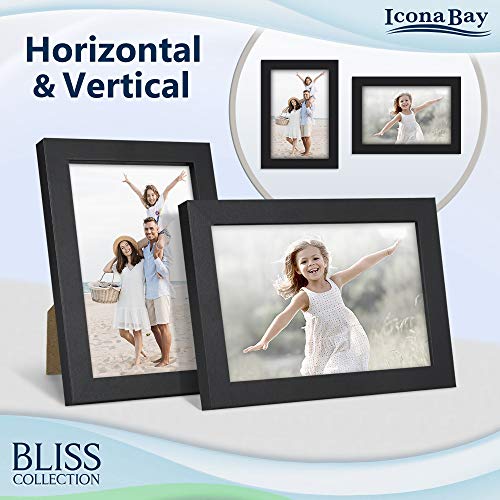 Icona Bay - 4x6 Black Picture Frame - Modern Style Engineered Wood Frame - Table Top or Wall Mount - Bliss Collection