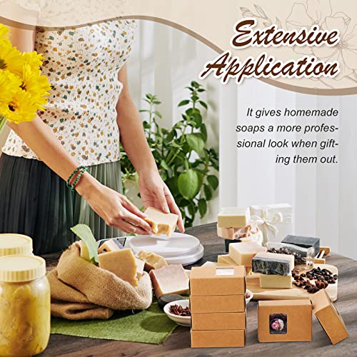 Outus 100 Pcs Soap Packaging Boxes Bulk Soap Boxes for Homemade with Window Mini Kraft Paper Container Homemade Craft Maki...
