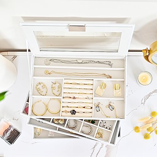 ProCase 5 Layers Stackable Jewelry Tray Box, Stackers Jewelry Trays for Dresser Drawer Storage, Jewelry Organizer Case wit...