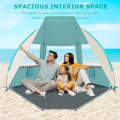 Gorich Portable Beach Tent for 3/4-5/6-7 Person with UPF 50+ UV Protection, Lightweight & Foldable Sun Shelter with 5 Sand...