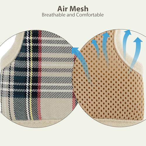 AIITLE Bunny Harness and Leash Set Escape Proof - Magic Tape Design, Lightweight Plaid Pattern Mesh Padding, No Pull No Ch...
