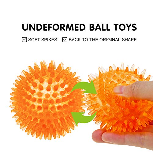 SHARLOVY Squeaky Balls for Pet Small Puppy, 6 Pack TPR Fetch Spike Balls for Dogs, Rubber 6 Pack Bright Colors Chew Teethi...