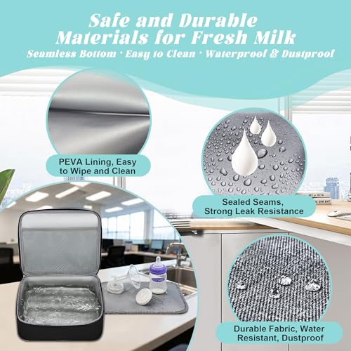 Breast Pump Bag with Insulated Cooler, Double-Layer Pumping Bag for Work & Travel, Fits Most Electric Breast Pumps, Includ...