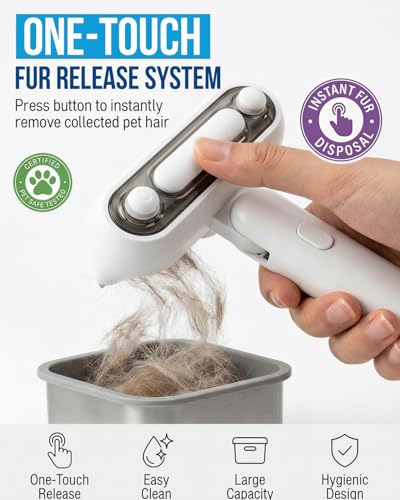 Spray Deshedding Brush for Cats & Dogs, 2-in-1 Mist Grooming Tool with Undercoat Removal, Anti-Static Pet Hair Remover, Ge...