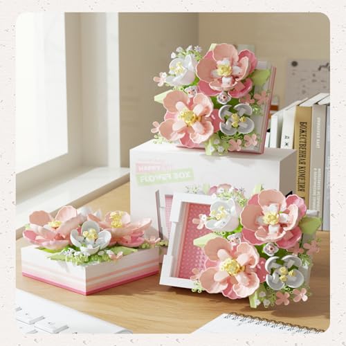 Flower Building Blocks Jewelry Box Can be pushed and pulled to open Flower Centerpiece Building Blocks，Proposal Ring Box，V...