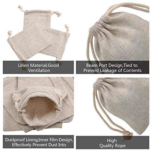 calary 50pcs Double Canvas Drawstring Bag Cotton Pouch Gift Sachet Bags Muslin Reusable Tea Bag 2.75x4 Inch