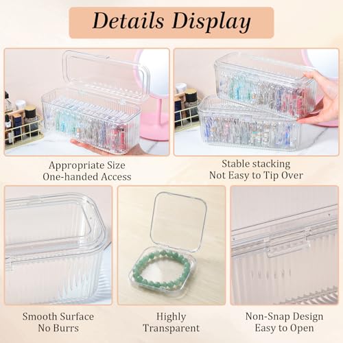 Oqqlin 2 Pack Acrylic Travel Jewelry Organizer Box, Clear Jewelry Storage Boxes Portable Small Cases Anti Tarnish for Earr...